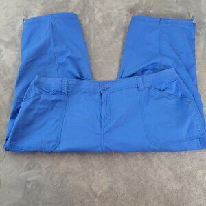 Style Co Womens Pants 20W Plus Capri Cargo Blue Zip Fly Tied Hems BLU192E